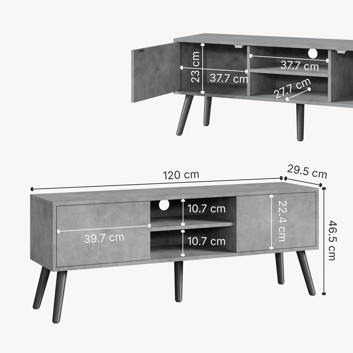 LOWBOARD Eskilstuna - Grau, Holz/Holzwerkstoff (120/46.5/29.5cm) - [en.casa]