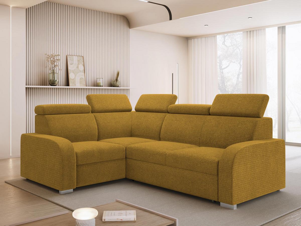 ECKSOFA Oslo 2rR1 80 - Gelb/Silberfarben, Holz/Kunststoff (250/200cm) - MIRJAN24