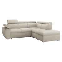 ECKSOFA Boston 2RR1P, Seite: Rechts 2R+R+1P(65)+PUFAP - Silberfarben/Mokka, Holz/Textil (260/230cm) - MIRJAN24