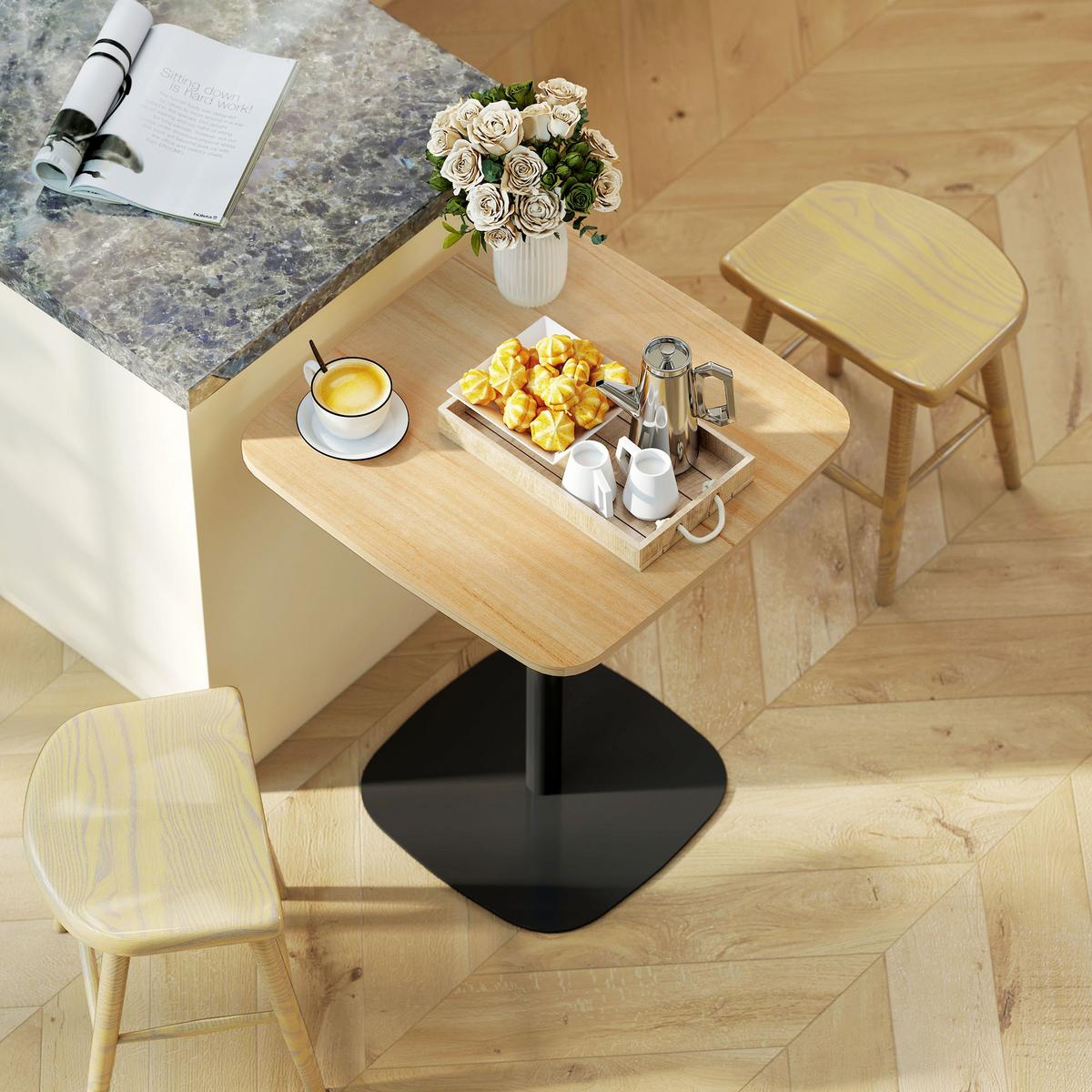 ESSTISCH MDF Stahl Naturholz - Schwarz/Naturfarben, Holzwerkstoff/Metall (60/60/75cm) - HOMCOM