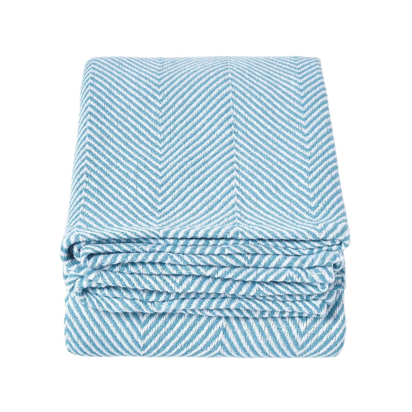 TAGESDECKE Halden 255/360 cm, Chevron-Muster 100% Baumwolle - Türkis, Textil (255/360cm) - Homescapes