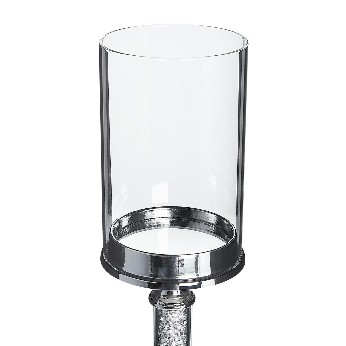 KERZENSTÄNDER Silber Abbeville - Silberfarben, Glas (13/41/13cm) - Beliani