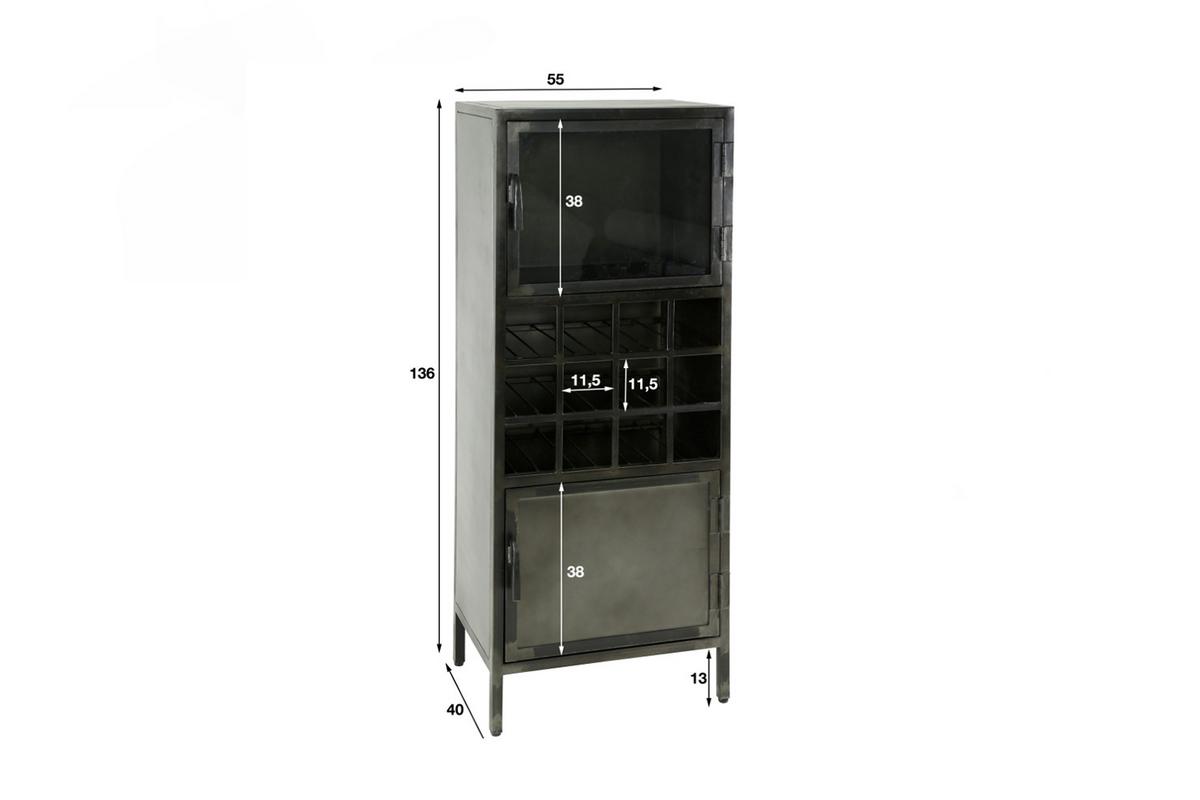 WEINSCHRANK CORO Schwarz Metall - Schwarz, Metall (55/135/40cm) - KAWOLA