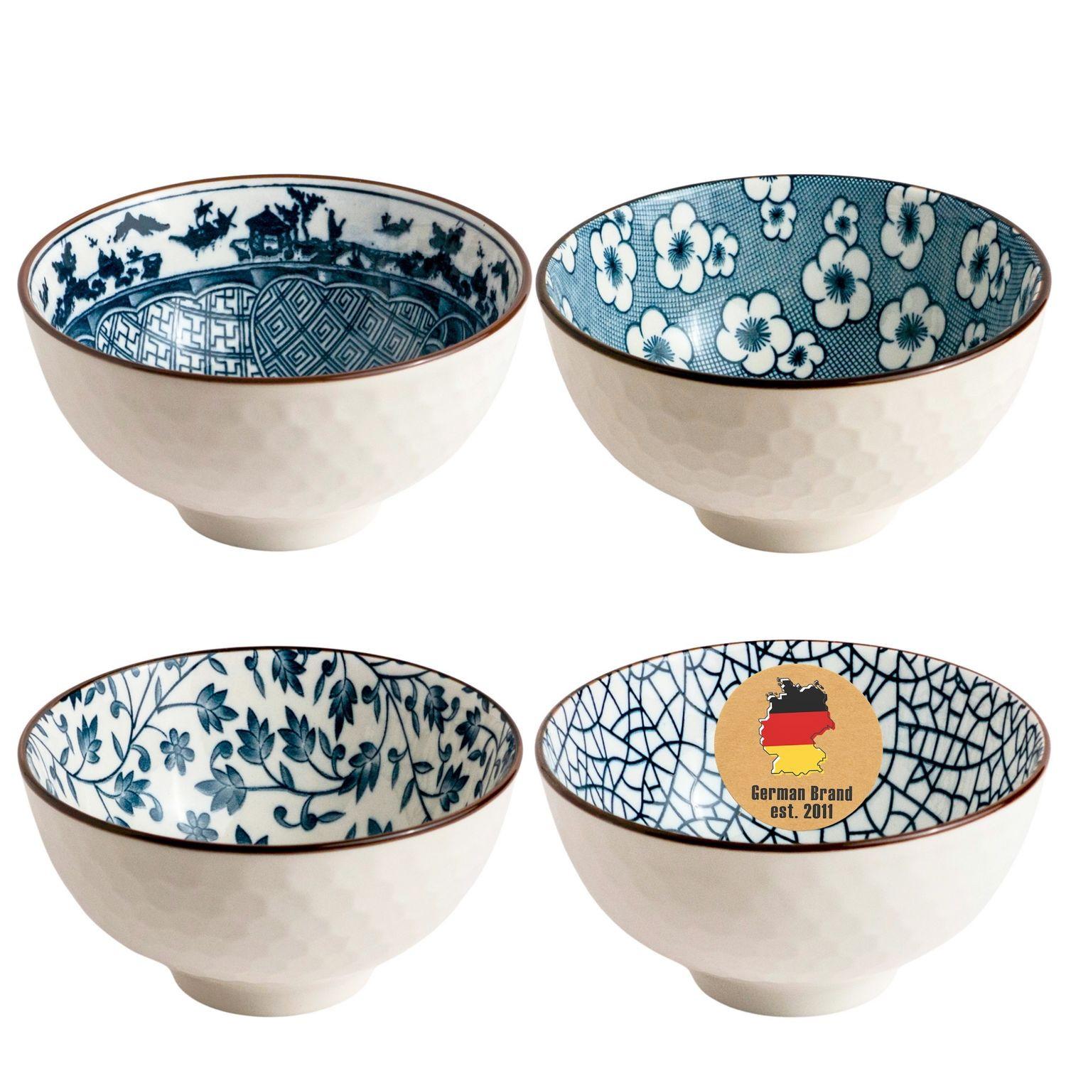 SCHALEN-SET in schickem Geschenkkarton (4-tlg.) - Blau, Keramik (5.5/5.5/11.3cm) - Intirilife