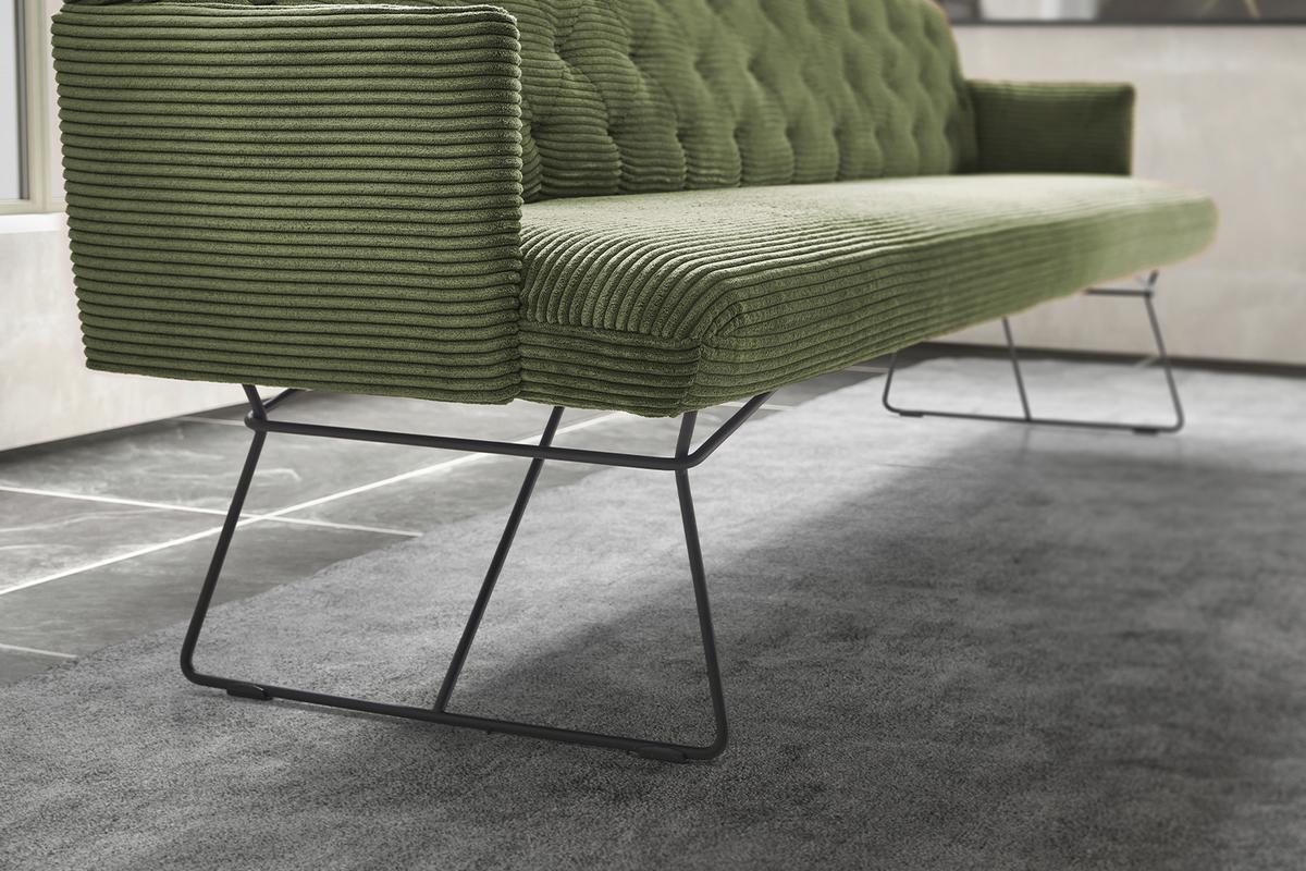 ESSZIMMERBANK CHARME Grün Cord - Olivgrün/Grün, Textil (206/85/69cm) - KAWOLA
