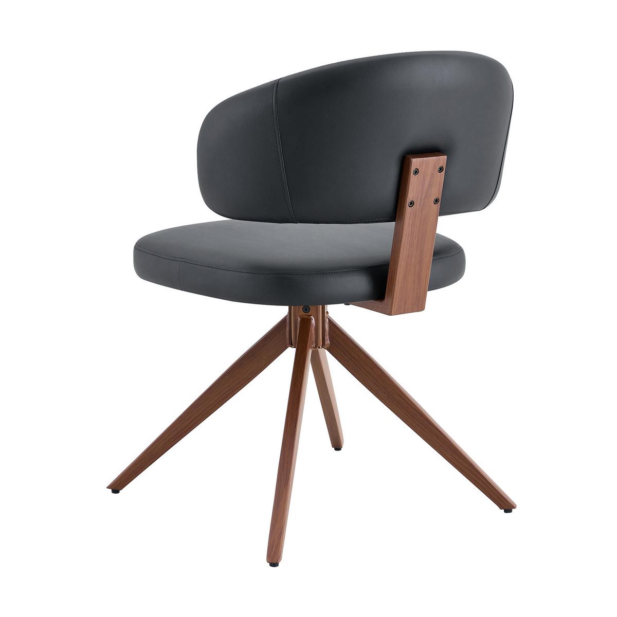 ESSZIMMERSTUHL Drehbar Schwarz PU-Leder mit Polsterung & Metallgestell - Schwarz, Leder (54.5/77/50.5cm) - Urban Meuble