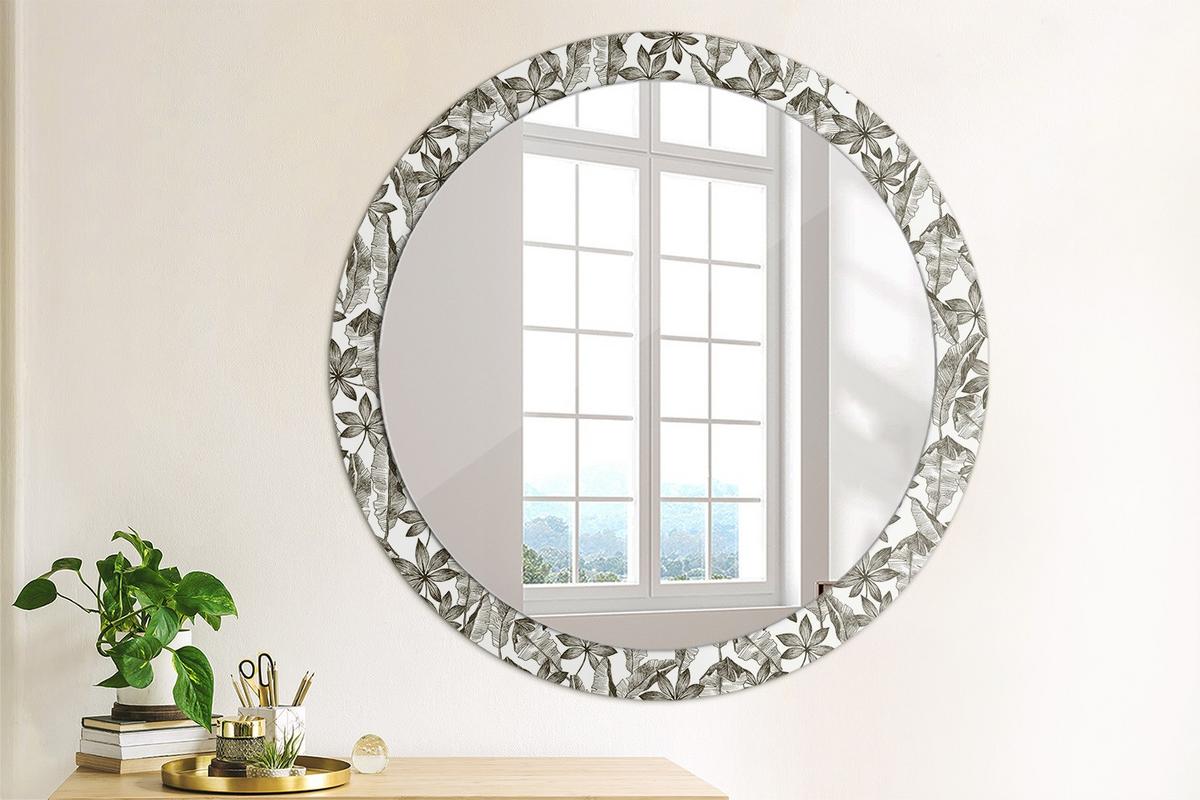 SPIEGEL Rund Ø 90 cm mit Aufdruck - Schwarz, Glas (90/90/0.4cm) - Wallfluent