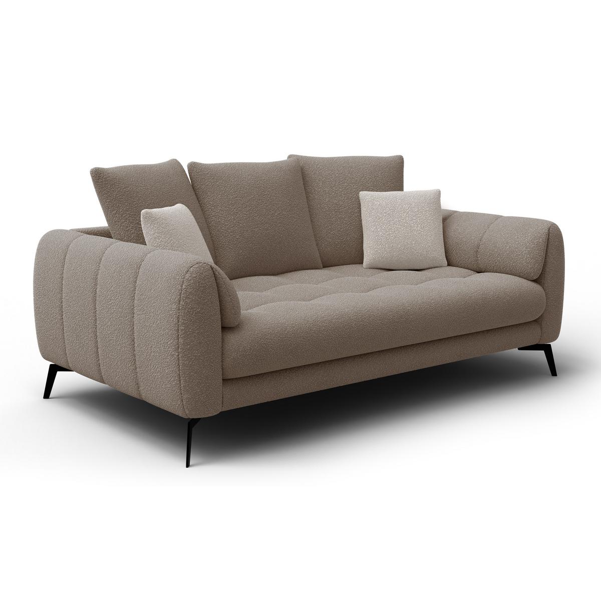 SOFA CALME 2,5-Sitzer, creme - Creme/Schwarz, Holz/Textil (199/92/108cm) - Wozimo