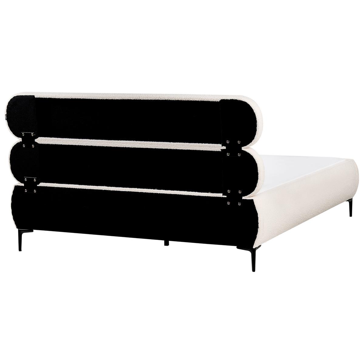 BETT mit Lattenrost 160/200 cm Bouclé Cremeweiß Lessay - Creme, Textil (160/200cm) - Beliani