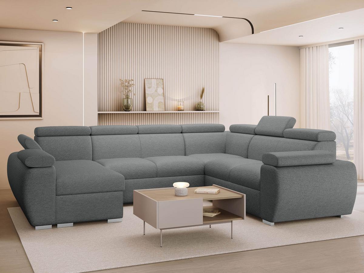 WOHNLANDSCHAFT Boston U, Seite: Links - LC+2P+R+2R - Chromfarben/Silberfarben, Holz/Textil (325/98/260cm) - MIRJAN24