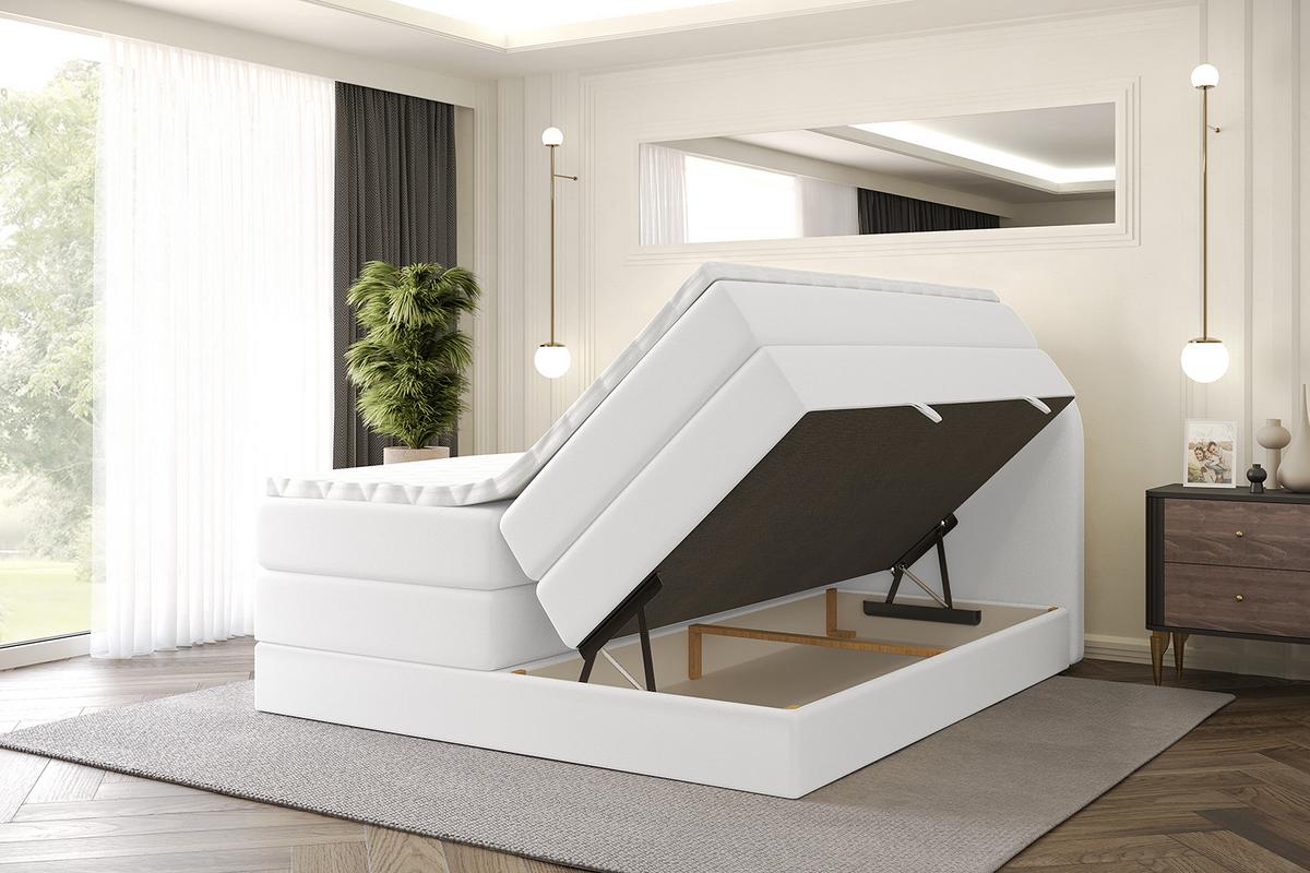 BOXSPRINGBETT mit Matratze und Lattenrost - NOX KING-120x200 - Weiß - Weiß, Holzwerkstoff (120/200cm) - ALTDECOR