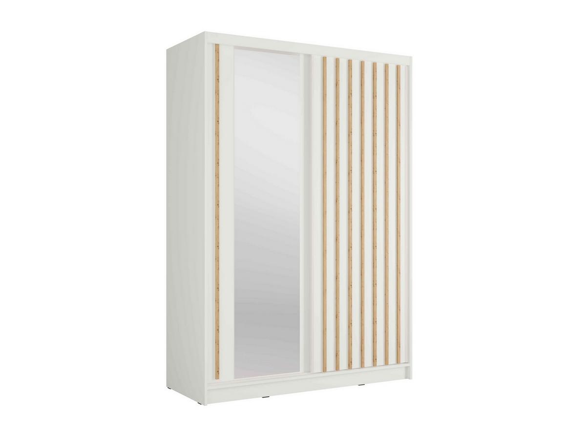 SCHWEBETÜRENSCHRANK VEYDAR 155/215/62cm 2-türig mit Spiegel Weiß - Weiß, Holzwerkstoff (155/215/62cm) - MASSENO