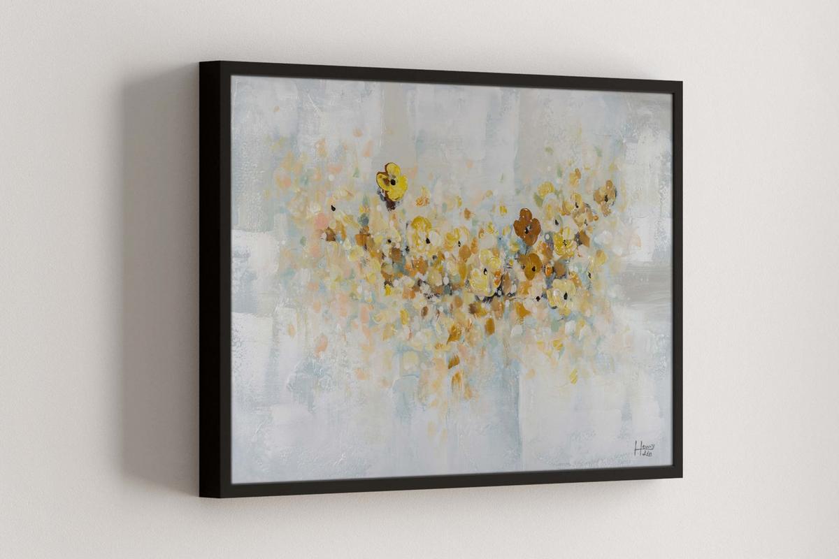 ACRYLBILD HANDGEMALT 90/60 cm - Blau/Gelb, Holz/Textil (90/60cm) - KUNSTLOFT