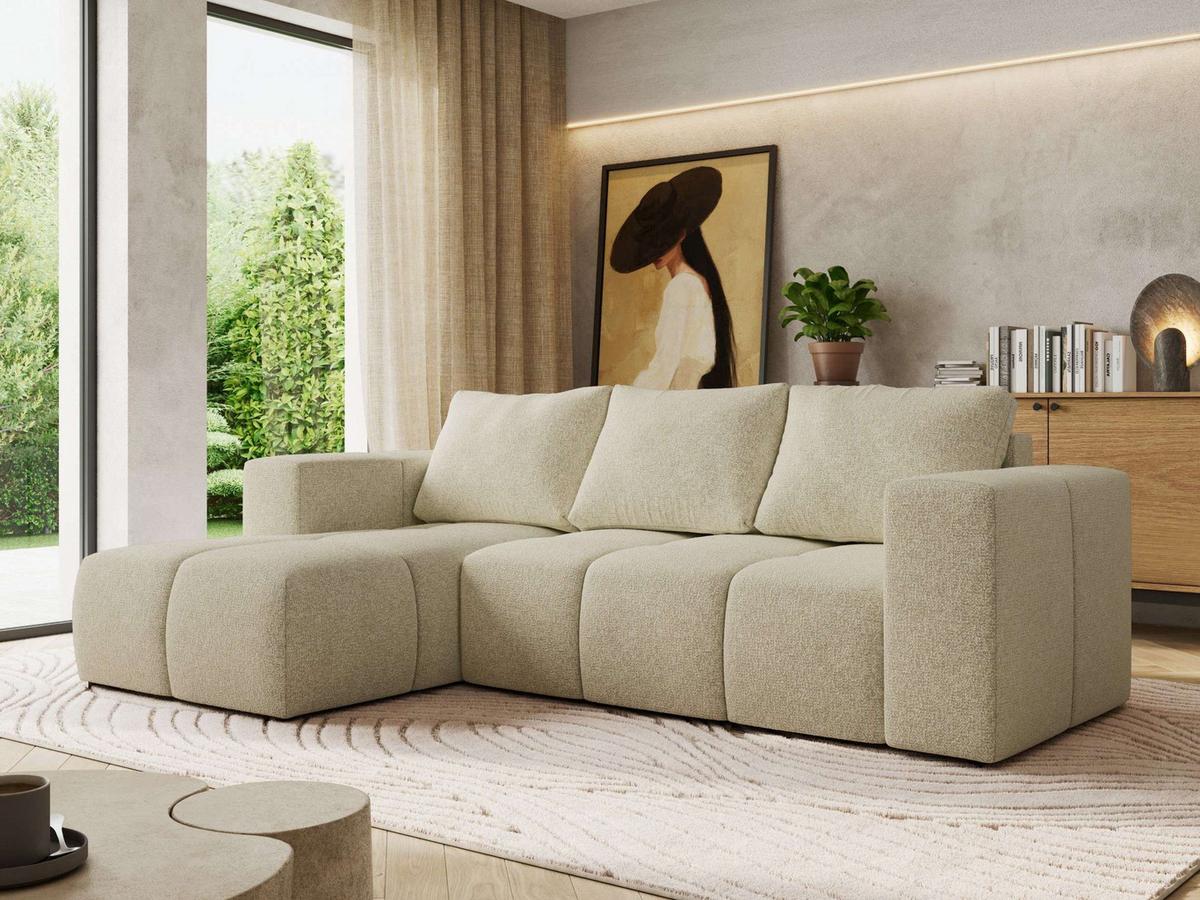 ECKSOFA MONIVA Creme Strukture - Links - Creme/Schwarz, Kunststoff/Textil (164/266cm) - MKS