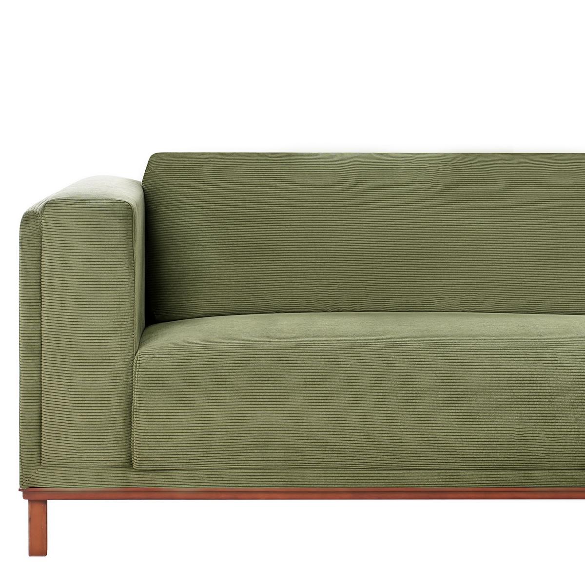 ECKSOFA 4-Sitzer Cord Grün linksseitig Veng - Hellbraun/Braun, Textil (310/155cm) - Beliani