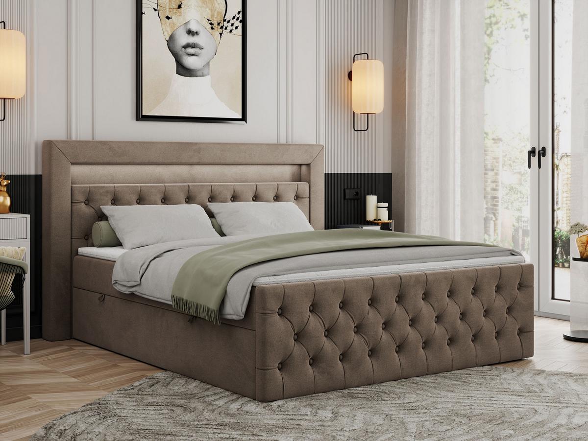 BOXBETT GOLD-9 LED 200/200 Braun Velvet - H4 - Braun, Holz/Textil (200/200cm) - MKS