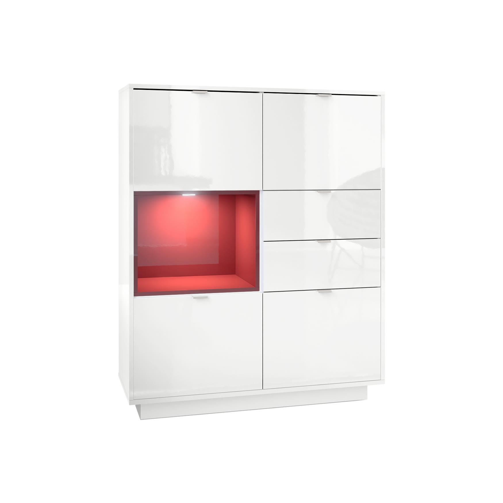 HIGHBOARD Metro Einsatz in Bordeaux Hochglanz - Bordeaux, Holzwerkstoff (103/123/37.5cm) - Vladon