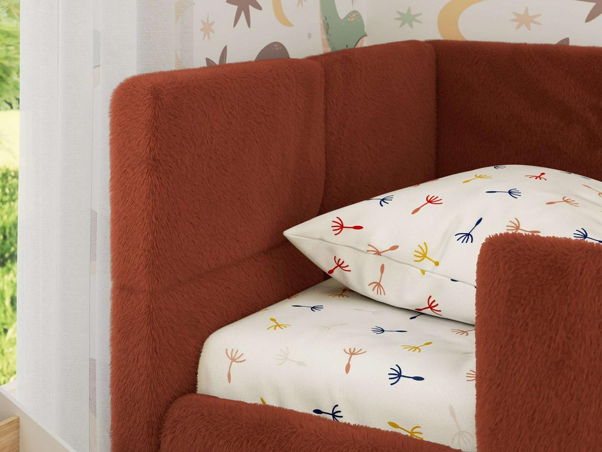 POLSTERBETT ARVO ALTA 90/200 - Orange Plüsch - Ohne Matratze - Links - Orange, Textil (90/200cm) - MKS