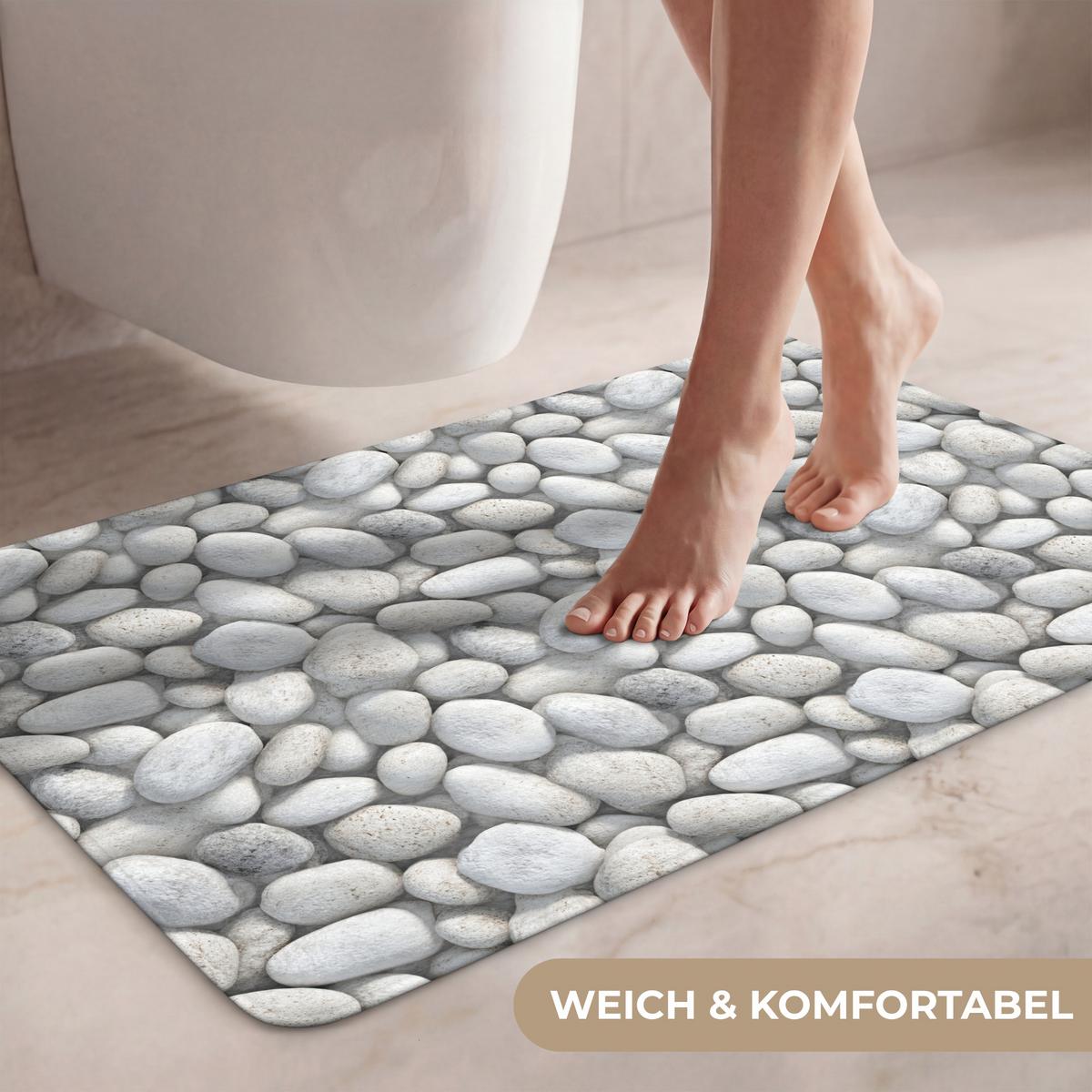 WC-VORLEGER Steine - Grau - Oval Toilettenteppich 80x50 cm - Hellgrau, Textil (80/1cm) - OnlyWow