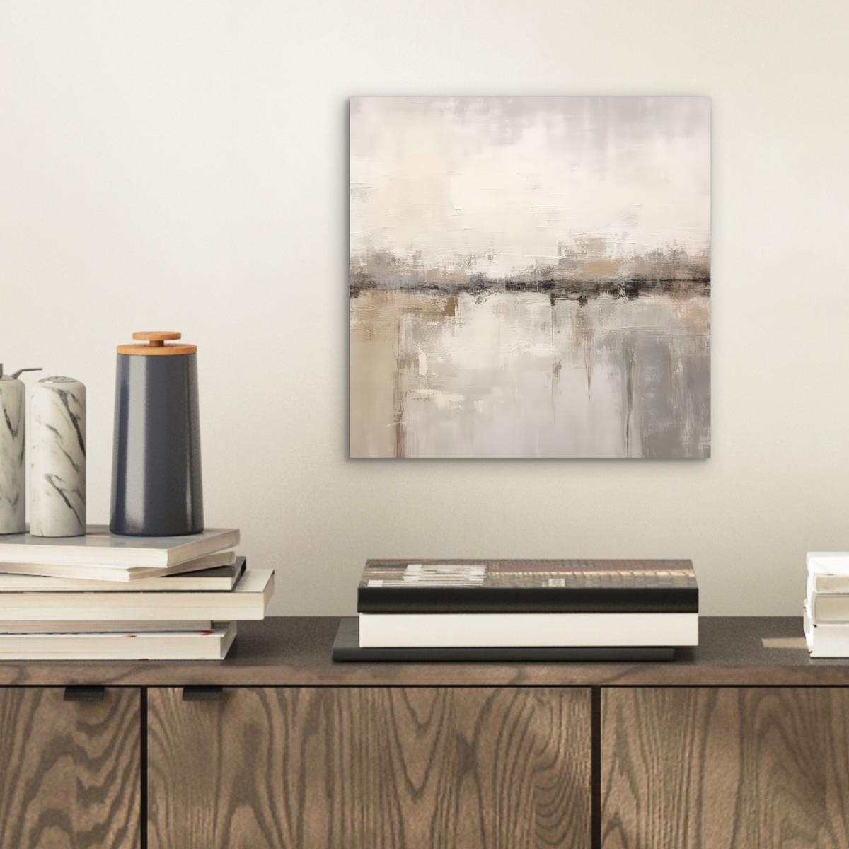 METALLBILD Moderne Kunst - Abstrakt - Beige 20x20 cm - Beige, Metall (20/20cm) - MuchoWow