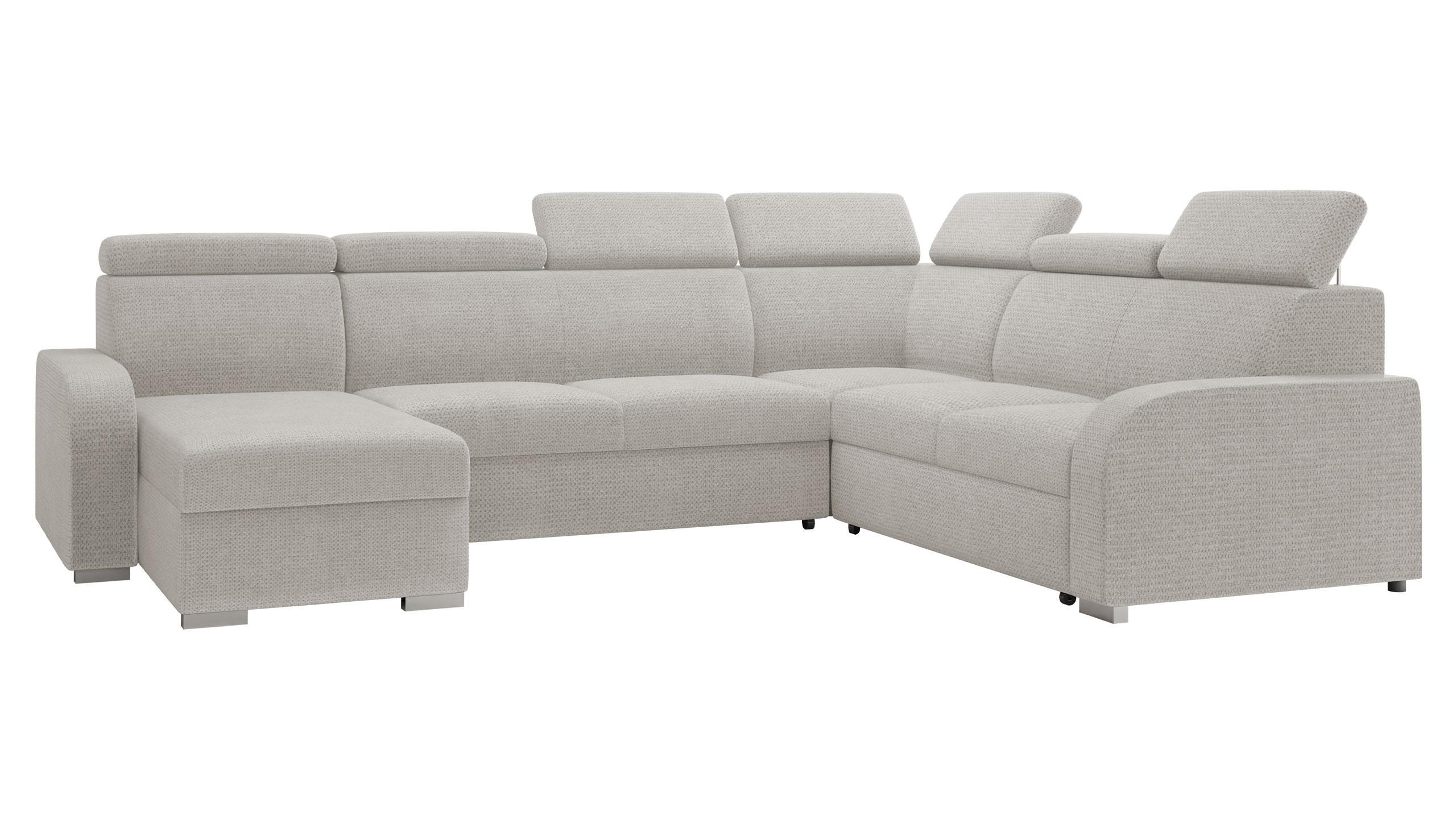 WOHNLANDSCHAFT Oslo 2rR2pLC - Silberfarben/Hellgrau, Holz/Kunststoff (315/85/250cm) - MIRJAN24