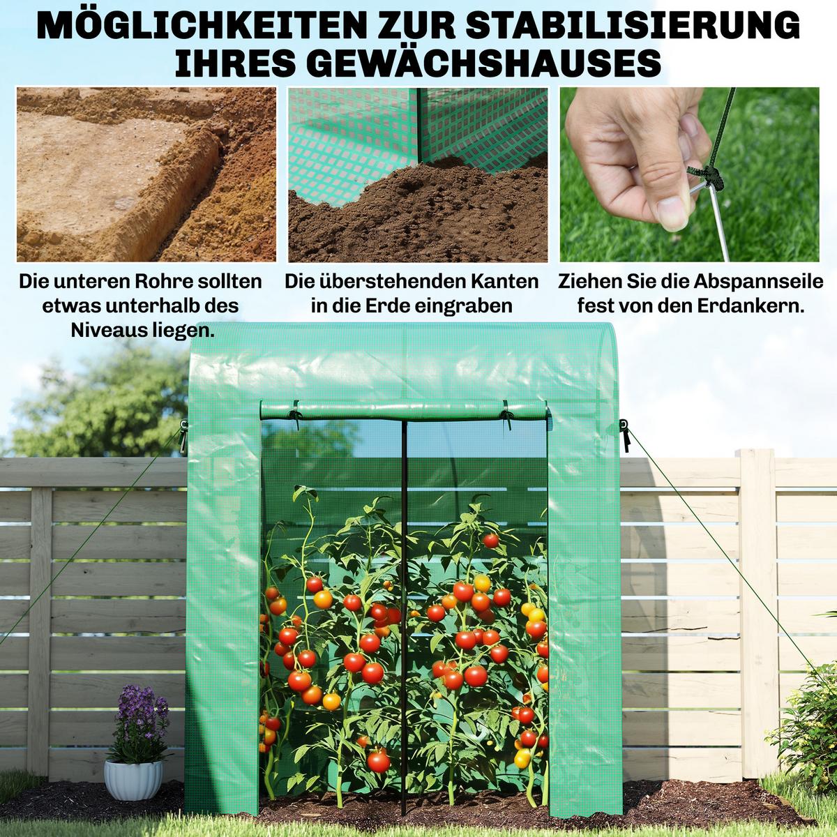 GEWÄCHSHAUS PE Stahl Grün - Grün, Metall (68/200/170cm) - Outsunny