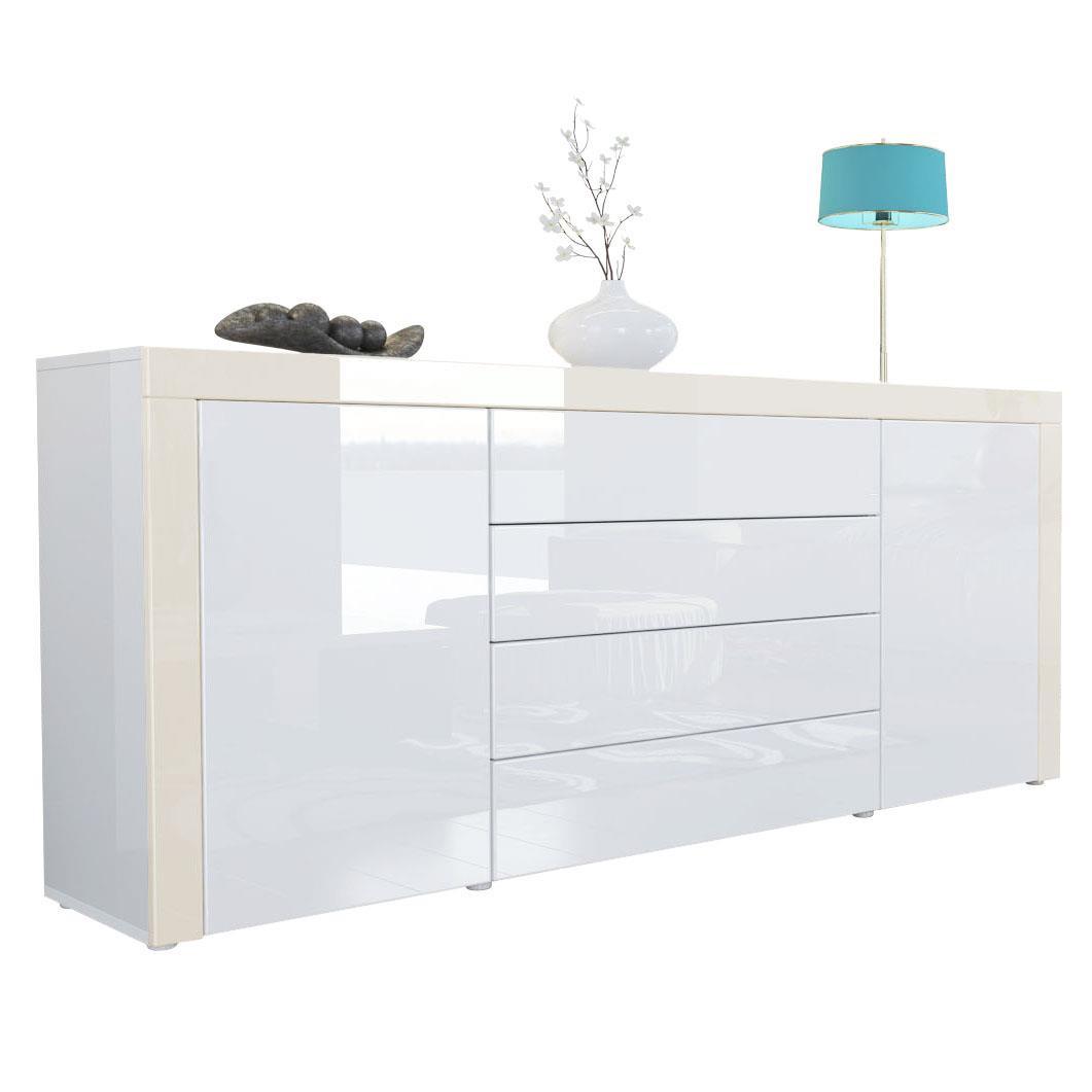SIDEBOARD La Paz Weiß Hochglanz / Creme Hochglanz - Weiß Hochglanz/Creme, Holzwerkstoff (167/72/35cm) - Vladon
