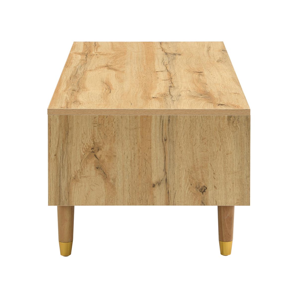 COUCHTISCH mit LED-Beleuchtung Eiche Nachbildung und 2 Schubladen - Schwarz, Holzwerkstoff/Metall (50/110/40cm) - Urban Meuble