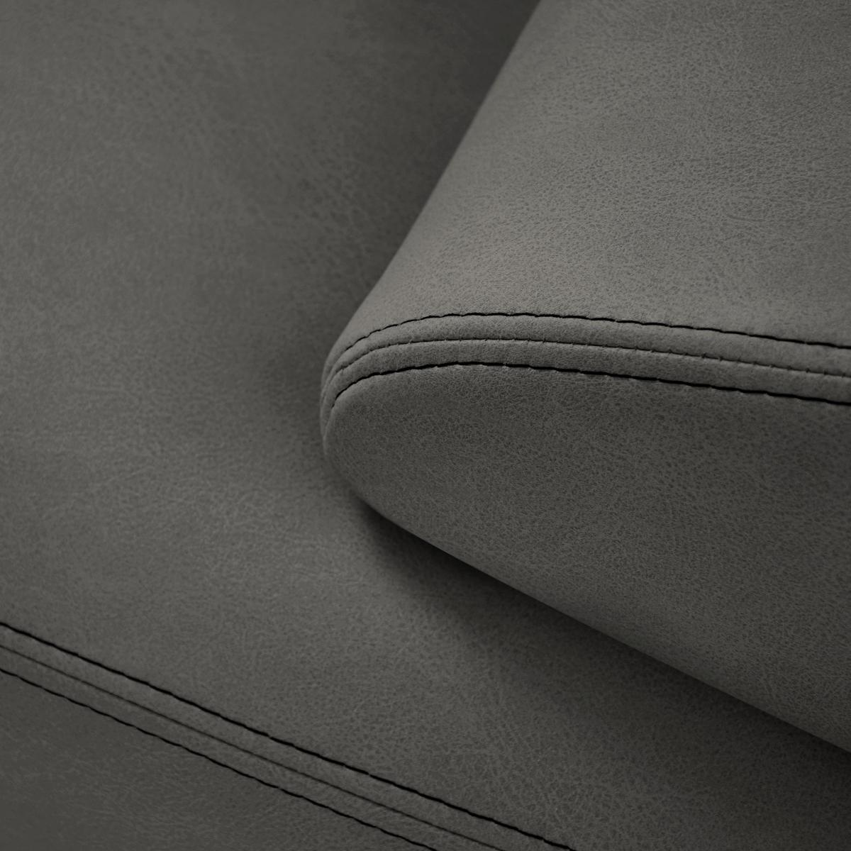 3-SITZER SOFA Omega aus Kunstleder, Grau - Schwarz/Grau, Leder (225/88/98cm) - Beautysofa
