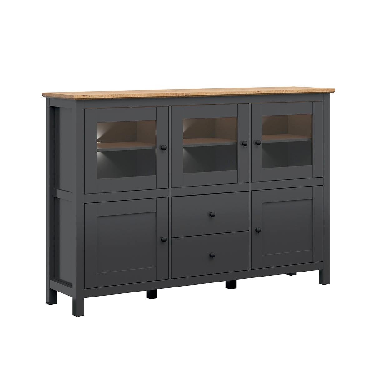 SIDEBOARD Duck Anthrazitgrau und Holz - Grau, Holzwerkstoff (186/126/44cm) - Petits-meubles