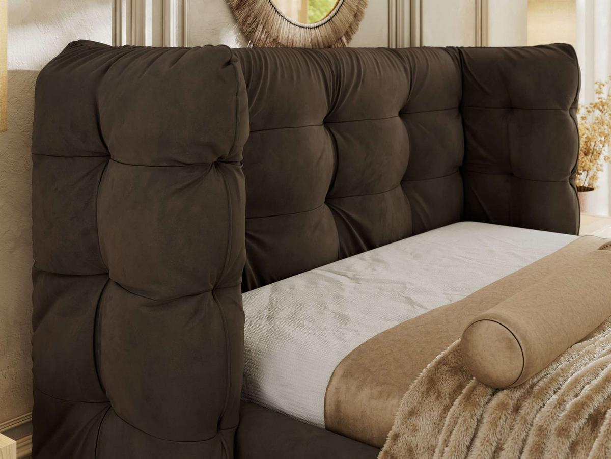 POLSTERBETT FLONELLE CLASSIC 140/200 - Braun Velvet - ohne Matratze - Braun, Textil (140/200cm) - MKS