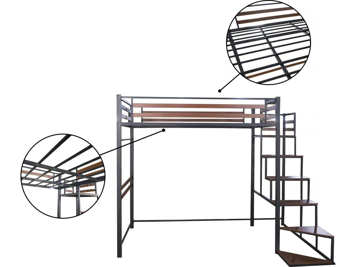 ETAGENBETT lena Schwarz - Schwarz, Metall (190/140cm) - Habitat Garten