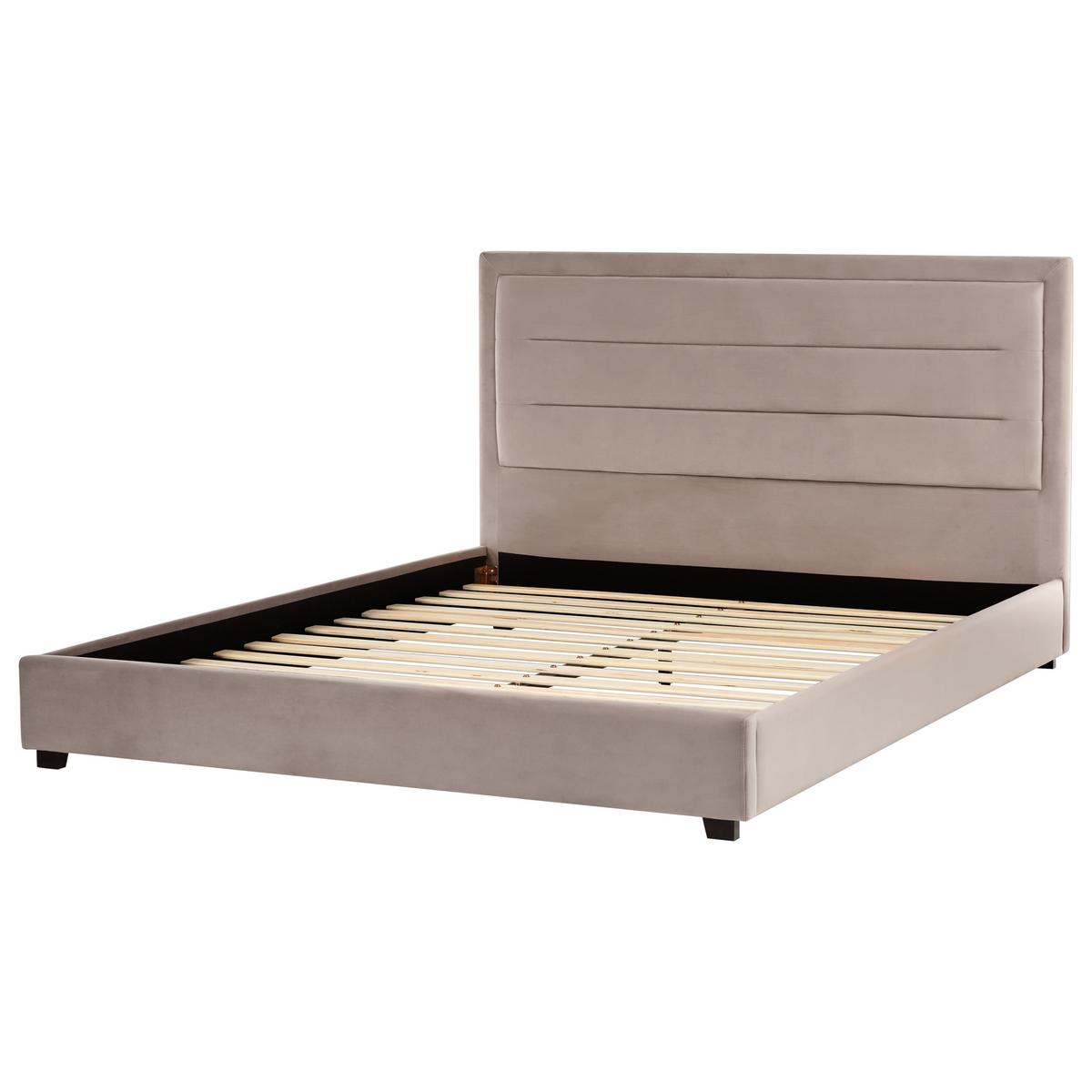 BETT mit Lattenrost 180/200 cm Taupe Rouen - Taupe/Schwarz, Textil (180/200cm) - Beliani