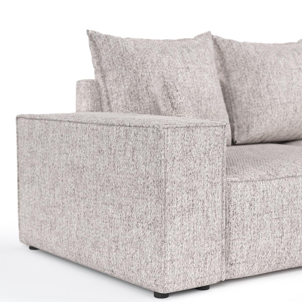ECKSOFA SENSO mit Schlaffunktion Beige im Neve Stoff - Beige/Schwarz, Holz/Holzwerkstoff (255/148cm) - AltaBeds