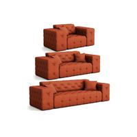 SOFASET Chantal - Orange, Holzwerkstoff/Textil (251/78/96cm) - Fun Möbel