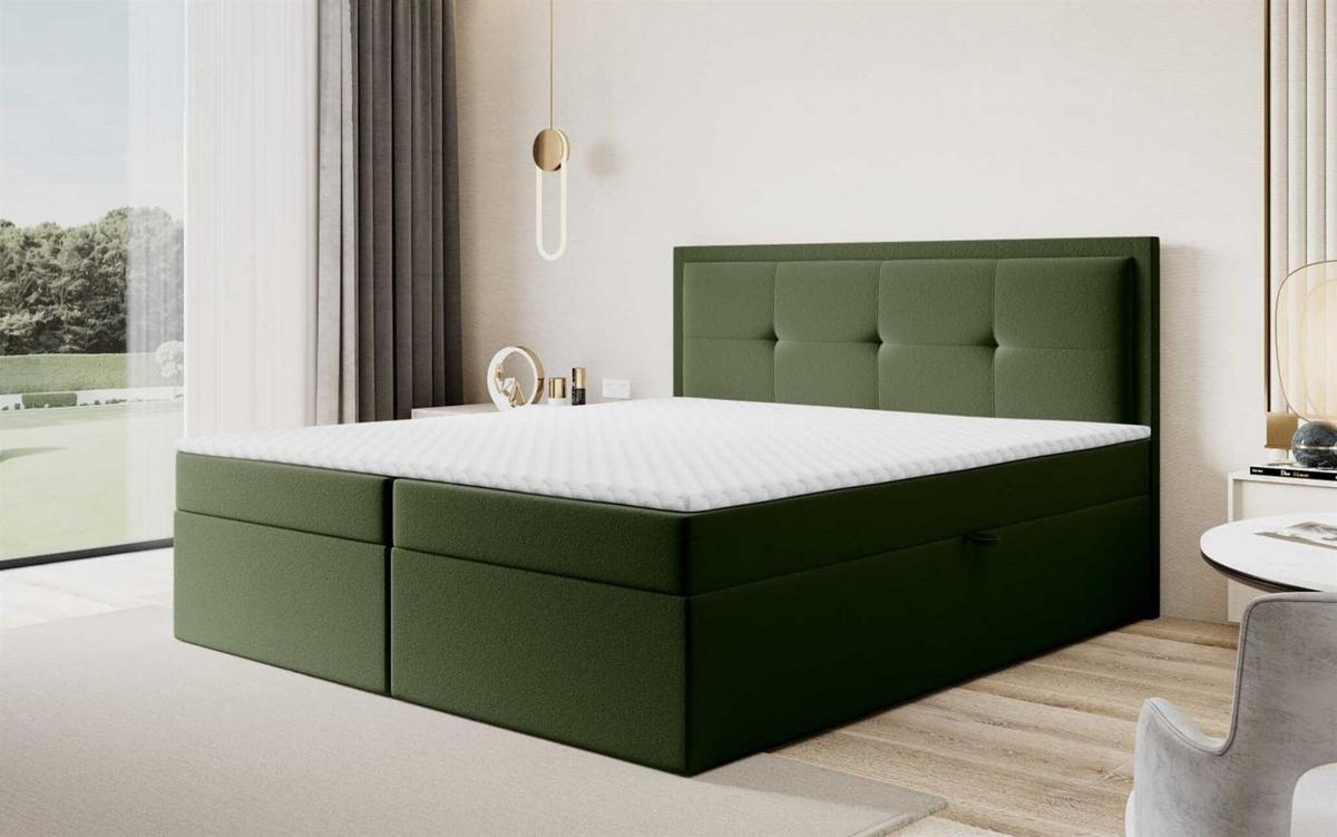 BOXBETT Degna - Grün, Holzwerkstoff/Textil (180/200cm) - Fun Möbel