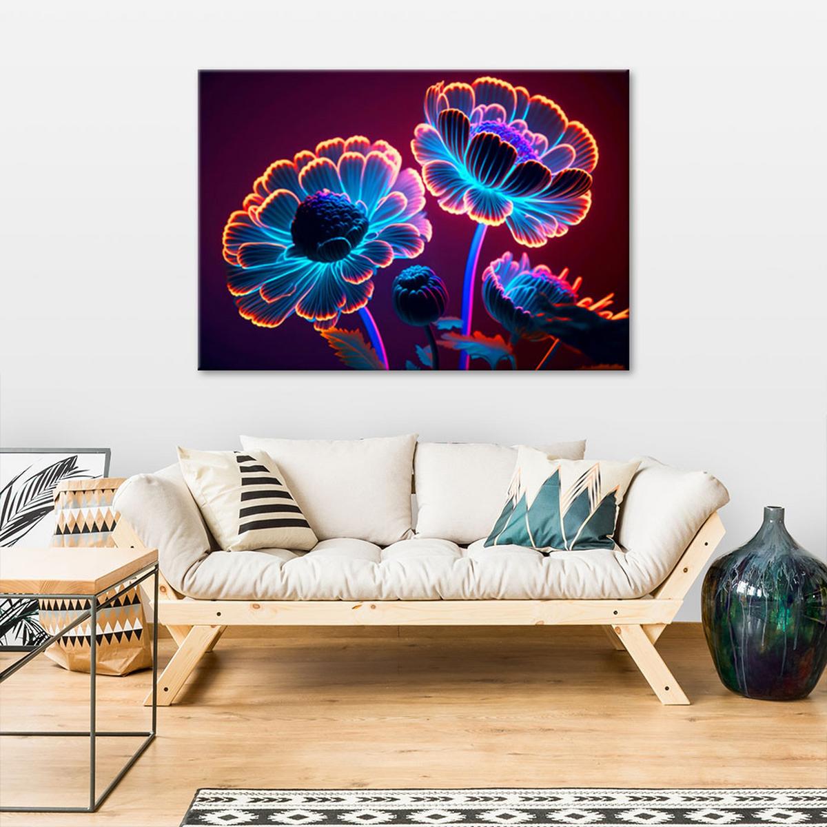 WANDBILD neon blumen knospen - Multicolor, Textil (60/40cm) - Feeby