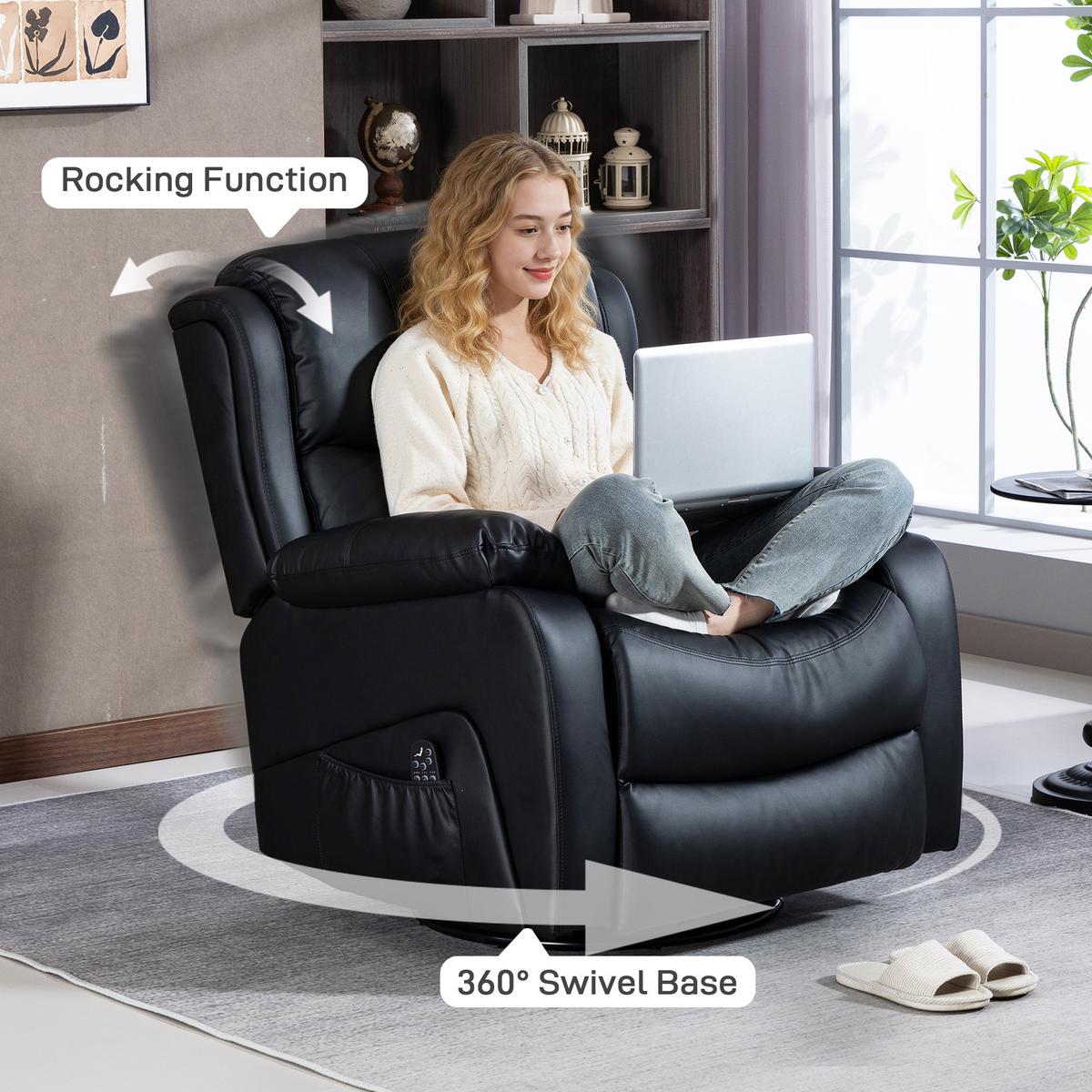 MASSAGESESSEL Kunstleder Schwarz - Schwarz, Leder/Metall (85/100/97cm) - HOMCOM