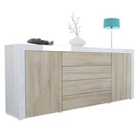 SIDEBOARD La Paz Eiche sägerau / Weiß Hochglanz - Eiche San Remo, Holzwerkstoff (167/72/35cm) - Vladon