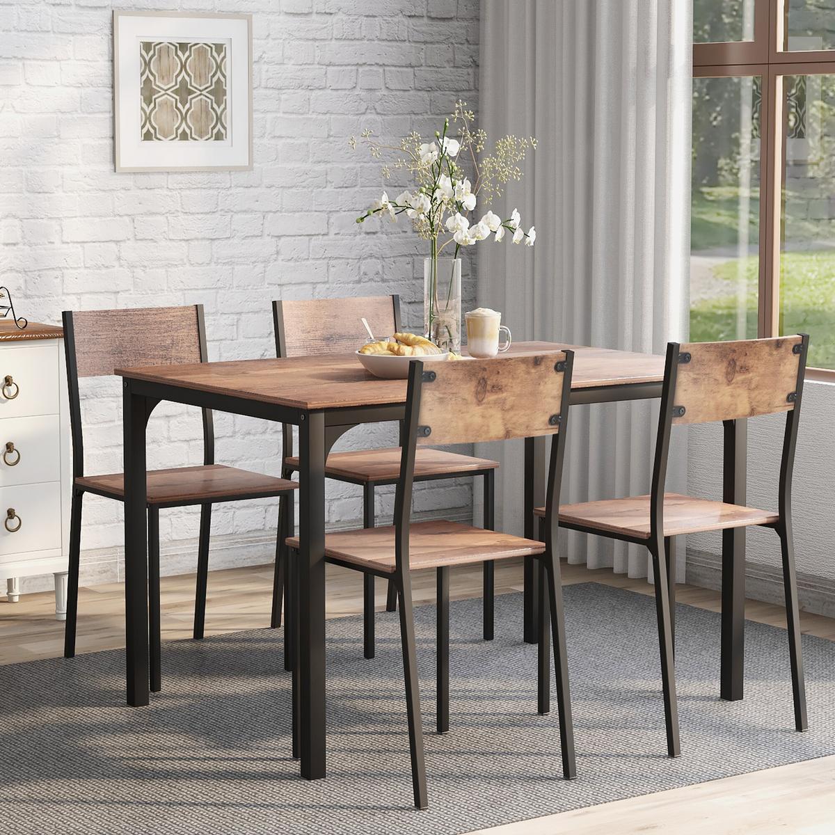 ESSZIMMERGRUPPE in vintagebraun & metall mit 4 stühlen & platzsparendem design - Braun, Holzwerkstoff (108/65/75cm) - Urban Meuble