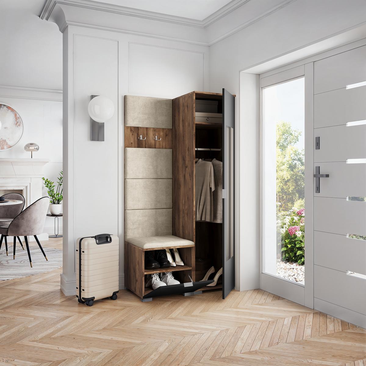 GARDEROBENSCHRANK VIRA 95/181/51 cm Modern Eichefarben - Eichefarben/Beige, Holzwerkstoff (95/181/51cm) - MASSENO