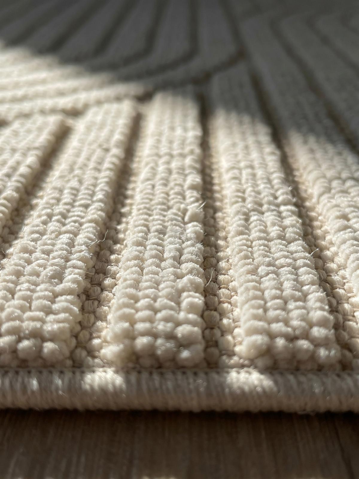 TEPPICH Flachgewebe LANGAU in Creme, mit geometrischen Bögen, 80 x 250 cm - Beige, Textil (250/80cm) - KADIMA DESIGN