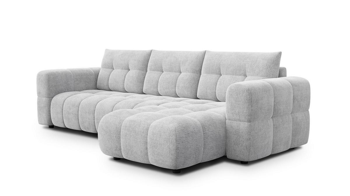ECKSOFA CLOUDI 4-Sitzer rechts, hellgrau - Hellgrau/Schwarz, Holz/Textil (294/160cm) - Wozimo
