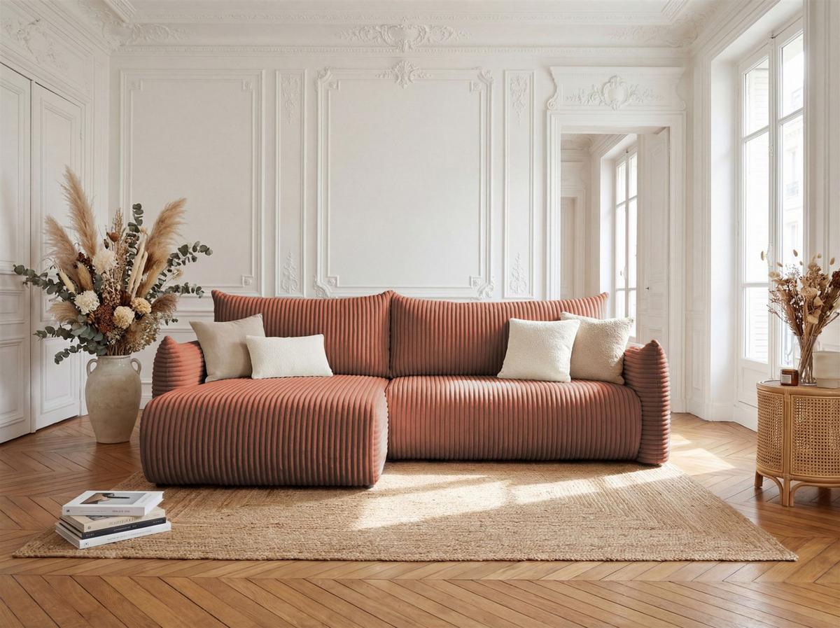 ECKSOFA Mailand Mit Schlaffunktion - Braun, Holzwerkstoff/Textil (154/260cm) - Fun Möbel