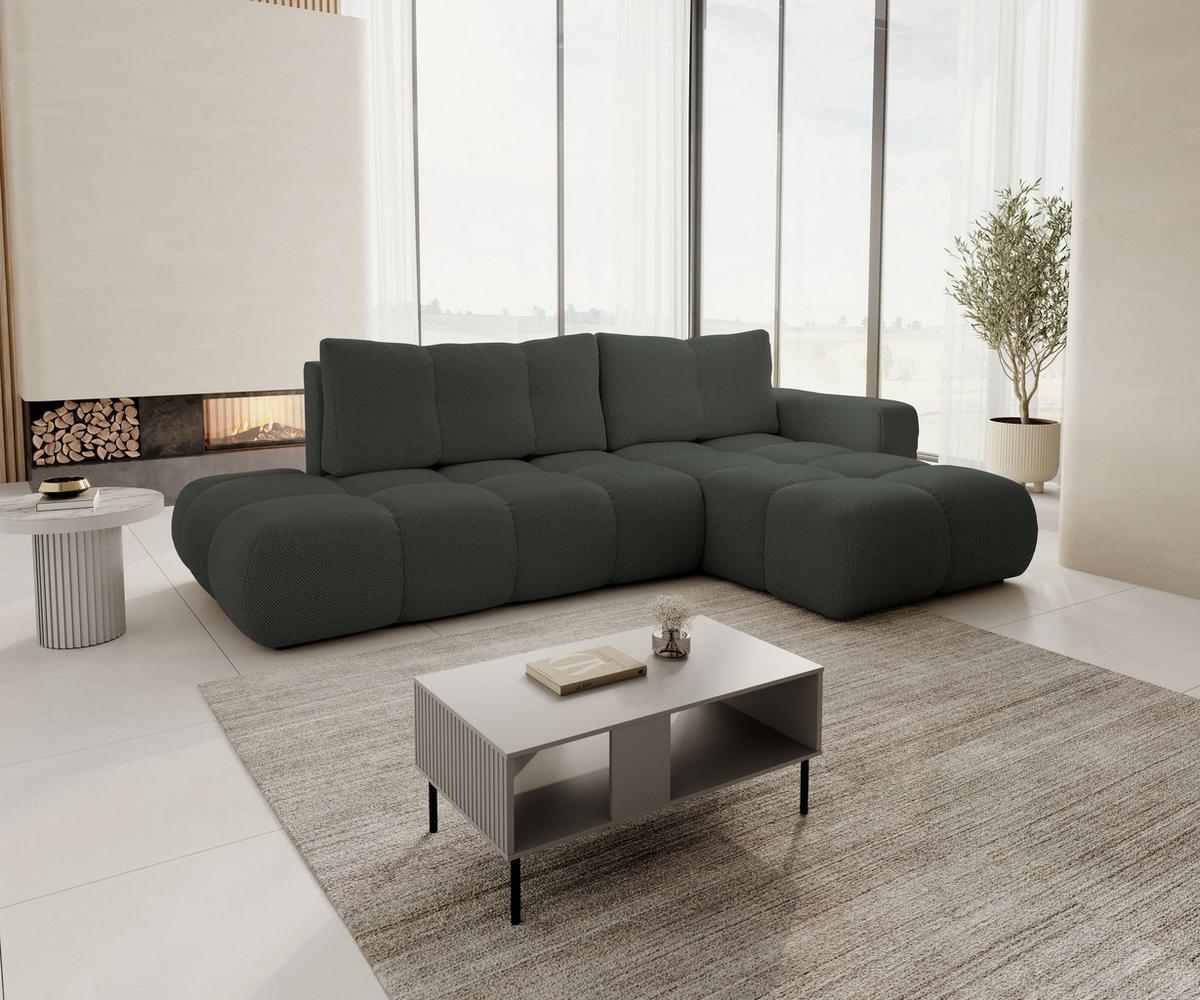 ECKSOFA DUCA R-S Grau Jersey mit Schlaffunktion - Anthrazit, Holz (266.5/266.5cm) - MASSENO
