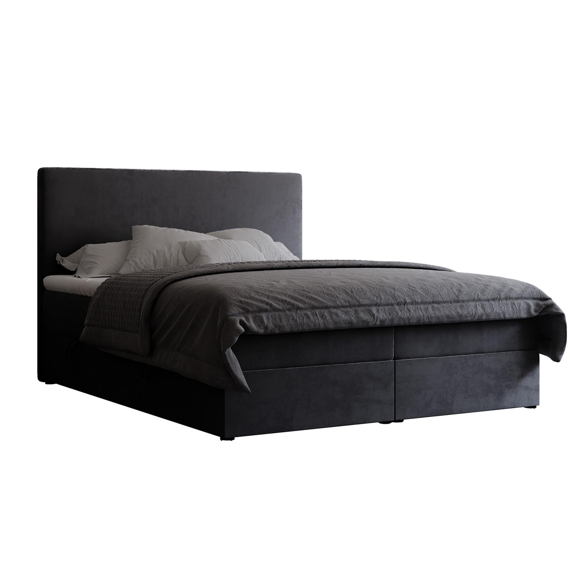 BOXBETT 140x200 cm mit Topper - Anthrazit, Holzwerkstoff/Textil (140/200cm) - Idohome