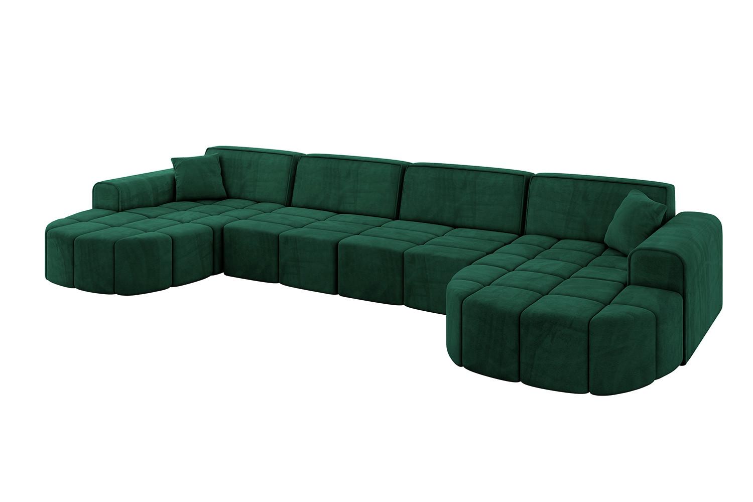 WOHNLANDSCHAFT LIVO-U2 - 400x173x79,5 cm Grün - Grün, Holzwerkstoff/Textil (400/79/173cm) - ALTDECOR