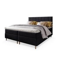 BOXBETT IBIZA 200x200 cm mit Matratze und Topper, H2+H3 - Schwarz - Schwarz, Holz (200/200cm) - MASSENO