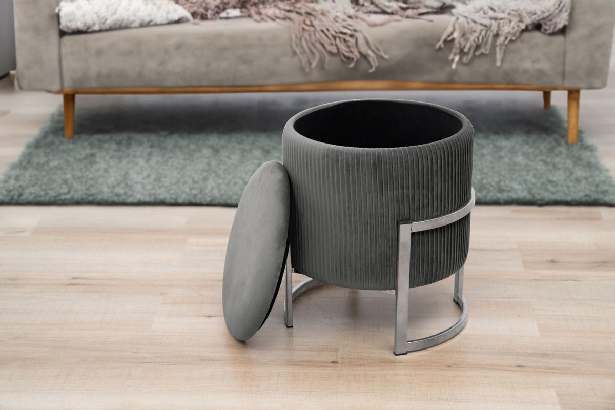 SITZHOCKER mit Stauraum, Polsterhocker Grau 40/46/40 - Grau, Textil (40/46/40cm) - RAUMHIRSCH FURNITURE
