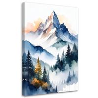 WANDBILD, Bergwaldlandschaft Natur - Blau, Textil (20/30cm) - Feeby
